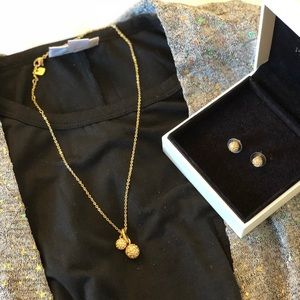 Swarovski Crystal Ball Stud Earrings &Necklace Set